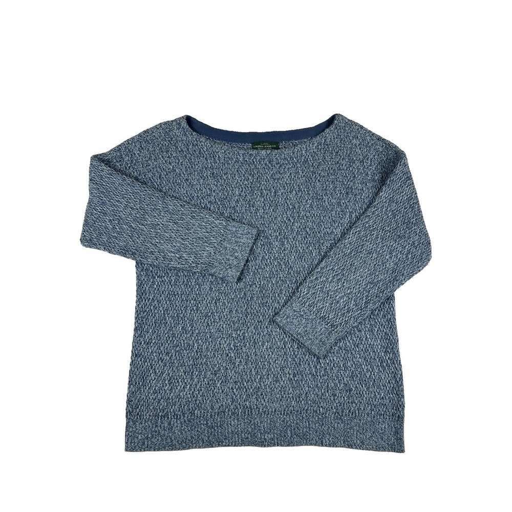 LRL LAUREN JEANS Co Ralph Lauren Blue White Scoop Neck Knit Sweater Size M - Picture 4 of 8